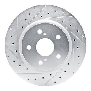 Lexus ES250 Brake Rotor (1) - Front Left - R1 Concepts - Drilled & Slotted - Silver - `18-`25
